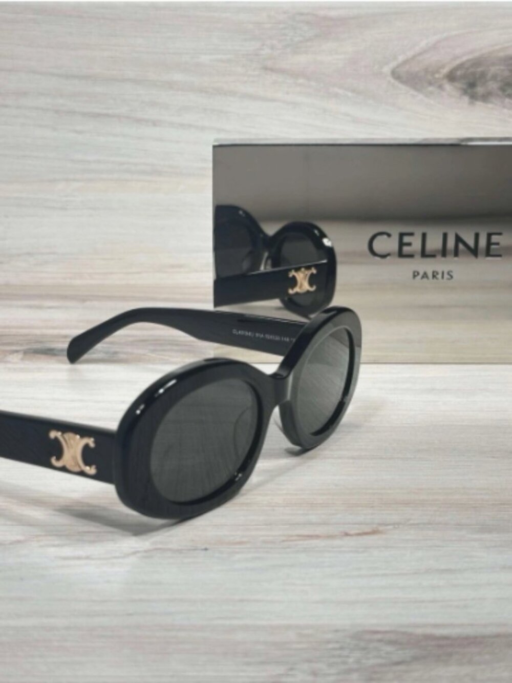 Celine CL40194 Triomphe Oval Shiny Black 01A 40194 Sunglasses